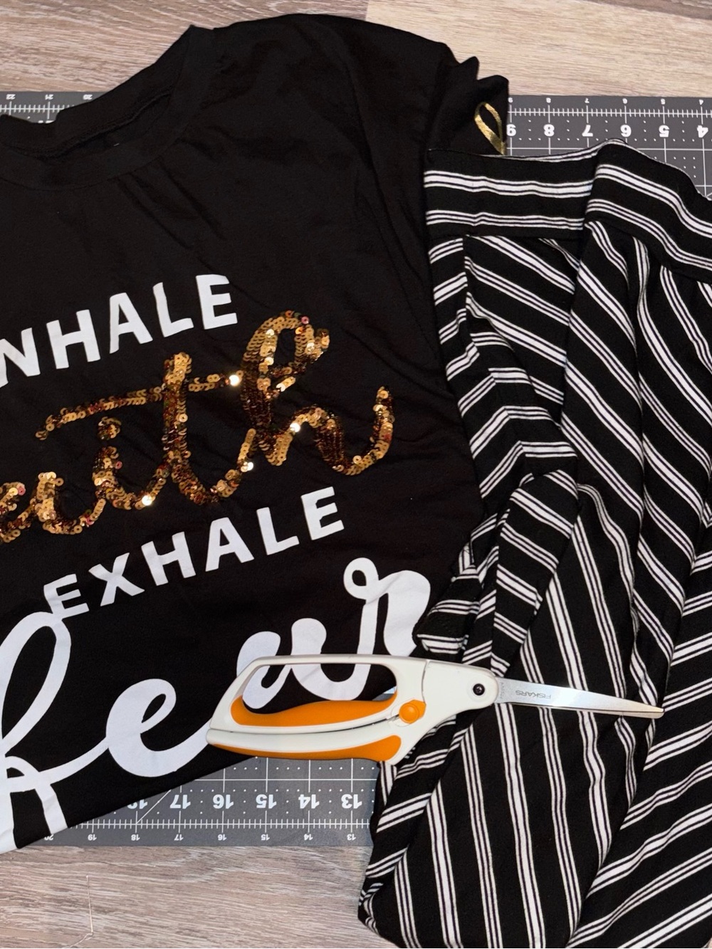 “Inhale Faith Exhale Fear” Plus Size 3X Upcycled Maxi Dress black & white print - Picture 8 of 8